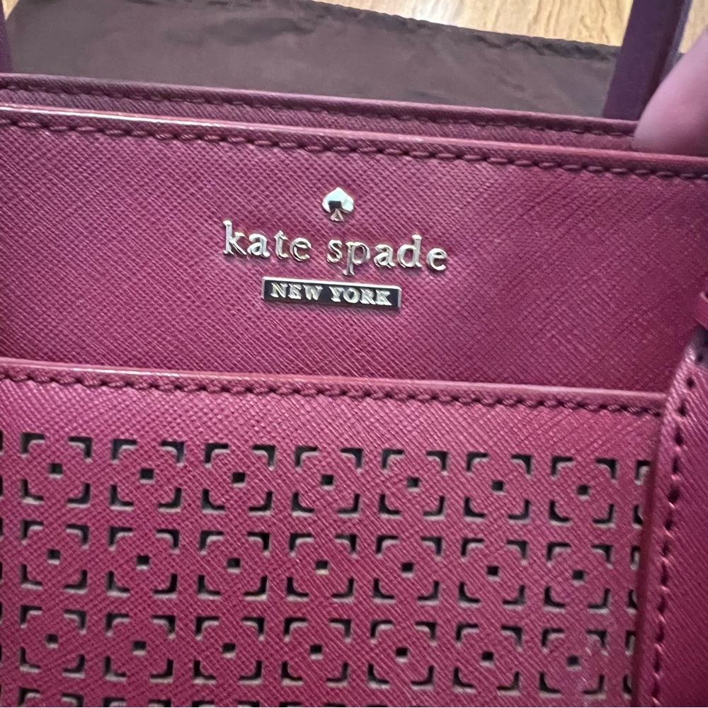 Kate Spade Cameron Street perforated Candace Maroon Satchel with dust bag - Picture 3 of 14
